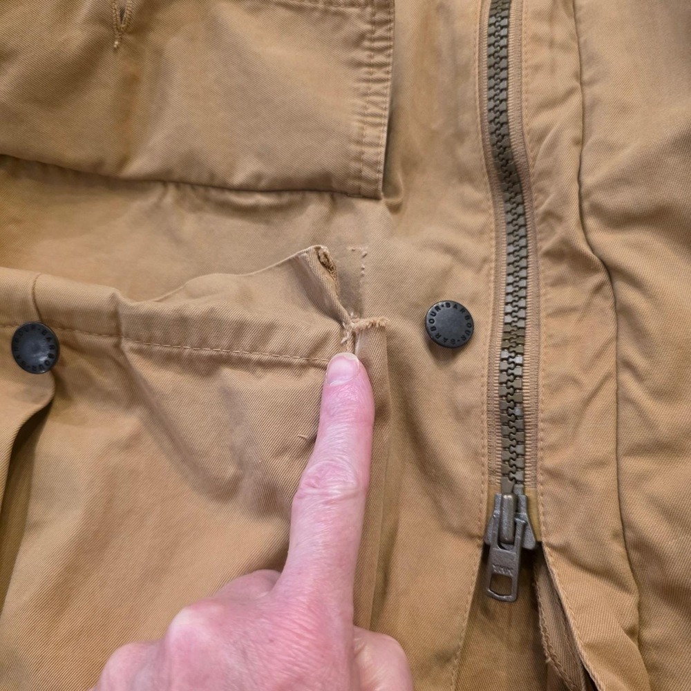 Vtg BARBOUR Men's L Washed Twill Trooper Field Jacket Tan Rugged Preppy‎ Utility - Picture 6 of 14